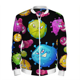 Мужской бомбер 3D с принтом Микробы в Ухте, 100% полиэстер | застегивается на молнию, по бокам два кармана без застежек, по низу бомбера и на воротнике - эластичная резинка | microb | бактерии | вирус | микробы | химия