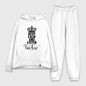 Женский костюм хлопок Oversize с принтом Keep calm and listen Pink Floyd в Ухте,  |  | pink floyd | pinkfloyd | арт | артрок | группа | дэвид гилмор | пинк флойд | пинкфлойд | прогрессивный | психоделический | рок | сид барретт | симфонический | спэйс | эйсид | экспериментальный