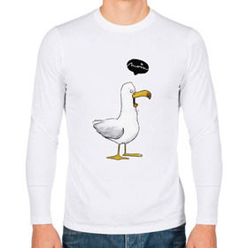 Мужской лонгслив хлопок с принтом чайка в Ухте, 100% хлопок |  | Тематика изображения на принте: чайка