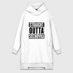 Платье-худи хлопок с принтом Straight outta Sosnovka в Ухте,  |  | battlegrounds | player | playerunknowns | pubg | unknown | згип | сосновка