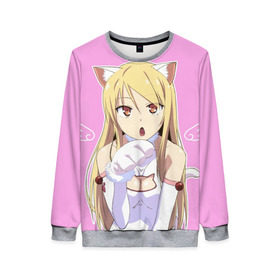 Женский свитшот 3D с принтом Shina Mashiro Neko - Nyan в Ухте, 100% полиэстер с мягким внутренним слоем | круглый вырез горловины, мягкая резинка на манжетах и поясе, свободная посадка по фигуре | cat | kawai | mashira | neko | nyan | sakurasou no pet na kanojo | shina | shina mashiro | tyan | анимэ | кошечка из сакурасо | сакурасо