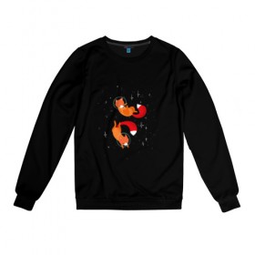 Женский свитшот хлопок Лисы в космосе: в Ухте, 100% хлопок | прямой крой, круглый вырез, на манжетах и по низу широкая трикотажная резинка  | космос | лиса | новый год