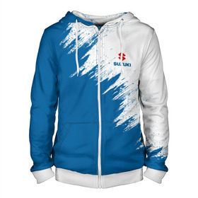 Мужская толстовка 3D на молнии с принтом Suzuki в Ухте, 100% полиэстер | длина до линии бедра, манжеты и пояс оформлены мягкой тканевой резинкой, двухслойный капюшон со шнурком для регулировки, спереди молния, по бокам два кармана | Тематика изображения на принте: 