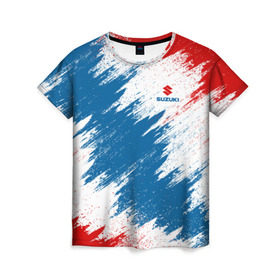 Женская футболка 3D Suzuki: в Ухте, 100% полиэфир ( синтетическое хлопкоподобное полотно) | прямой крой, круглый вырез горловины, длина до линии бедер | car | race | suzuki | авто | гонки | краска  | марка | машина | сузуки