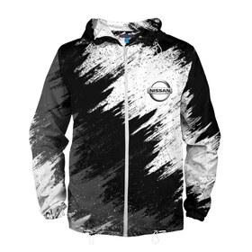 Мужская ветровка 3D с принтом Nissan в Ухте, 100% полиэстер | подол и капюшон оформлены резинкой с фиксаторами, два кармана без застежек по бокам, один потайной карман на груди | car | nissan | race | авто | гонки | краска | марка | машина | ниссан