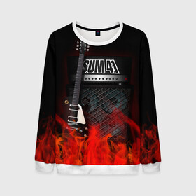 Мужской свитшот 3D с принтом Sum 41 в Ухте, 100% полиэстер с мягким внутренним слоем | круглый вырез горловины, мягкая резинка на манжетах и поясе, свободная посадка по фигуре | Тематика изображения на принте: logo | metal | music | rock | sum 41 | sum41 | лого | логотип | метал | музыка | рок