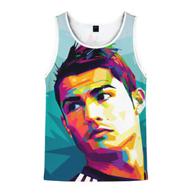 Мужская майка 3D с принтом Cristiano Ronaldo в Ухте, 100% полиэстер | круглая горловина, приталенный силуэт, длина до линии бедра. Пройма и горловина окантованы тонкой бейкой | Тематика изображения на принте: криштиану | реал мадрид | роналду