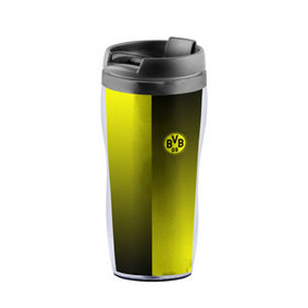 Термокружка-непроливайка с принтом FC Borussia 2018 Reverse в Ухте, внутренняя часть — пищевой пластик, наружная часть — прозрачный пластик, между ними — полиграфическая вставка с рисунком | объем — 350 мл, герметичная крышка | Тематика изображения на принте: 