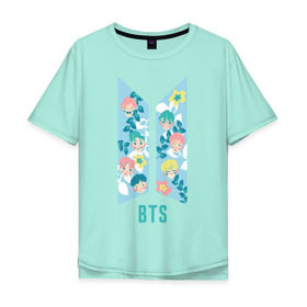 Мужская футболка хлопок Oversize с принтом BTS army color в Ухте, 100% хлопок | свободный крой, круглый ворот, “спинка” длиннее передней части | Тематика изображения на принте: bangtan boys | bts | bts army | бантаны бтс