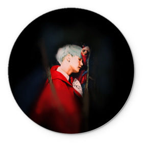 Коврик круглый с принтом Suga_BTS в Ухте, резина и полиэстер | круглая форма, изображение наносится на всю лицевую часть | Тематика изображения на принте: bangtan boys | bts | bts army | бантаны бтс