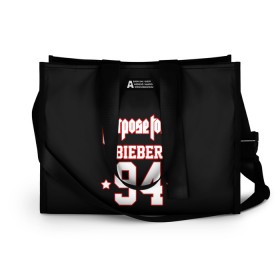 Сумка-шоппер 3D с принтом Bieber Team Black в Ухте, 100% полиэстер | застегивается на металлическую кнопку; внутренний карман застегивается на молнию. Стенки укреплены специальным мягким материалом, чтобы защитить содержимое от несильных ударов
 | bieber | justin bieber | бибер | джастин бибер