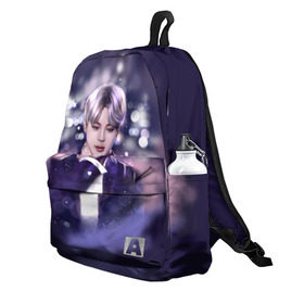 Рюкзак 3D с принтом BTS_Jimin _ в Ухте, 100% полиэстер | лямки с регулируемой длиной, сверху петелька, чтобы рюкзак можно было повесить на вешалку. Основное отделение закрывается на молнию, как и внешний карман. Внутри два дополнительных кармана, один из которых закрывается на молнию. По бокам два дополнительных кармашка | bangtan boys | bts | бантаны бтс