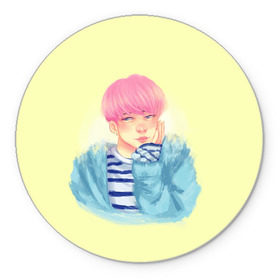 Коврик круглый с принтом BTS_Jimin _2 в Ухте, резина и полиэстер | круглая форма, изображение наносится на всю лицевую часть | 