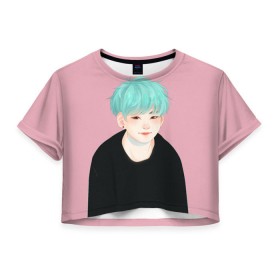 Женская футболка 3D укороченная BTS_Yoongi: в Ухте, 100% полиэстер | круглая горловина, длина футболки до линии талии, рукава с отворотами | bangtan boys | bts | бантаны бтс