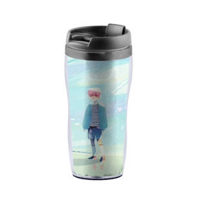 Термокружка-непроливайка BTS_Jimin_4: в Ухте, внутренняя часть — пищевой пластик, наружная часть — прозрачный пластик, между ними — полиграфическая вставка с рисунком | объем — 350 мл, герметичная крышка | bangtan boys | bts | бантаны бтс