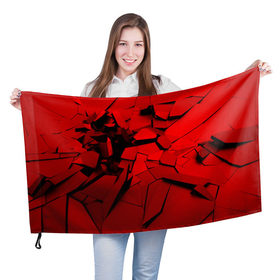 Флаг 3D с принтом Carbon abstraction RED в Ухте, 100% полиэстер | плотность ткани — 95 г/м2, размер — 67 х 109 см. Принт наносится с одной стороны | abstraction | geometry | абстракция | геометрия | грань | краски | кубик | кубики | линии | мозаика | разноцветные | ребро | текстура | тени | узор