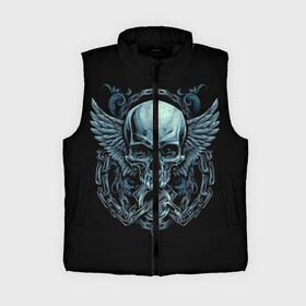 Женский жилет утепленный 3D с принтом Череп в Ухте,  |  | крылья | темный | цепь | черный