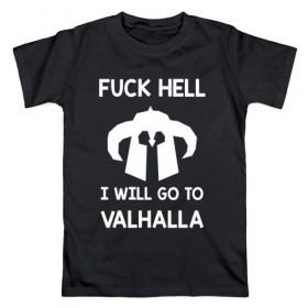 Мужская футболка хлопок с принтом Fuck Hell в Ухте, 100% хлопок | прямой крой, круглый вырез горловины, длина до линии бедер, слегка спущенное плечо. | vikings | викинги