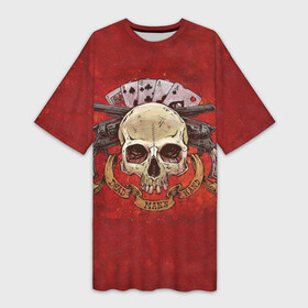 Платье-футболка 3D Карты, череп, два ствола: в Ухте,  |  | два ствола | карты | пистолет | револьвер | револьверы | череп