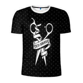 Мужская футболка 3D спортивная с принтом Барбер стрижки и бритье в Ухте, 100% полиэстер с улучшенными характеристиками | приталенный силуэт, круглая горловина, широкие плечи, сужается к линии бедра | Тематика изображения на принте: barber | барбер | барбершоп | ножницы | стрижка