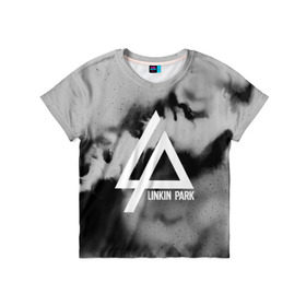 Детская футболка 3D с принтом LINKIN PARK GRAY ABSTRACT ROCK в Ухте, 100% гипоаллергенный полиэфир | прямой крой, круглый вырез горловины, длина до линии бедер, чуть спущенное плечо, ткань немного тянется | linkin park | logo | music | pop | rock | альтернатива | металл | музыка | музыкальный | поп | рок | честер беннингтон