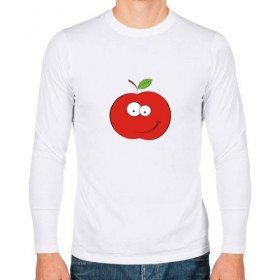 Мужской лонгслив хлопок с принтом Smile apple в Ухте, 100% хлопок |  | apple | smile apple | улыбка | яблоко