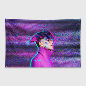 Флаг-баннер с принтом Glitch Peep в Ухте, 100% полиэстер | размер 67 х 109 см, плотность ткани — 95 г/м2; по краям флага есть четыре люверса для крепления | lil peep | rap | густав ор | лил пип | рэп