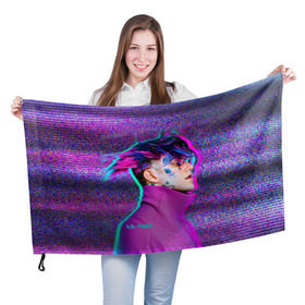 Флаг 3D с принтом Glitch Peep в Ухте, 100% полиэстер | плотность ткани — 95 г/м2, размер — 67 х 109 см. Принт наносится с одной стороны | lil peep | rap | густав ор | лил пип | рэп