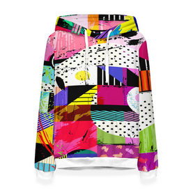 Женская толстовка 3D с принтом Pop ART COLOR COLLECTION в Ухте, 100% полиэстер  | двухслойный капюшон со шнурком для регулировки, мягкие манжеты на рукавах и по низу толстовки, спереди карман-кенгуру с мягким внутренним слоем. | abstraction | geometry | polygon | абстракция | геометрия | грань | краски | кубик | кубики | линии | мозаика | полигон | разноцветные | ребро | текстура | тени | узор