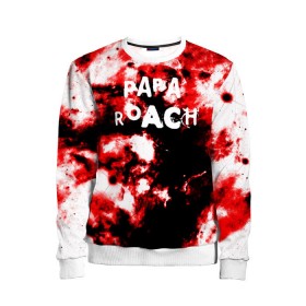 Детский свитшот 3D с принтом PAPA ROACH BLOOD ROCK STYLE в Ухте, 100% полиэстер | свободная посадка, прямой крой, мягкая тканевая резинка на рукавах и понизу свитшота | Тематика изображения на принте: papa roach | roach | папа роач | папароач | папароч | роач | роч