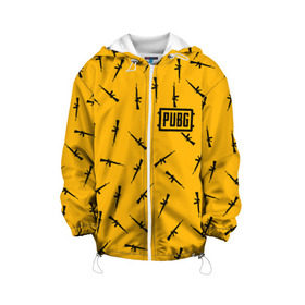 Детская куртка 3D с принтом PUBG в Ухте, 100% полиэстер | застежка — молния, подол и капюшон оформлены резинкой с фиксаторами, по бокам — два кармана без застежек, один потайной карман на груди, плотность верхнего слоя — 90 г/м2; плотность флисового подклада — 260 г/м2 | playerunknowns battlegrounds | pubg | боевик | военные | война | игры | известные | оружие | шутеры