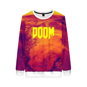 Женский свитшот 3D с принтом DOOM в Ухте, 100% полиэстер с мягким внутренним слоем | круглый вырез горловины, мягкая резинка на манжетах и поясе, свободная посадка по фигуре | 