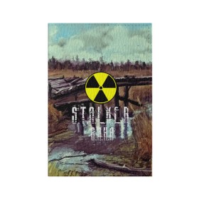 Обложка для паспорта матовая кожа с принтом S.T.A.L.K.E.R ВАНЯ в Ухте, натуральная матовая кожа | размер 19,3 х 13,7 см; прозрачные пластиковые крепления | stalker |   припять | иван | сталкер | чернобыль