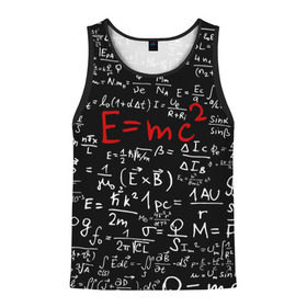 Мужская майка 3D с принтом Формулы E=mc2 в Ухте, 100% полиэстер | круглая горловина, приталенный силуэт, длина до линии бедра. Пройма и горловина окантованы тонкой бейкой | emc | альберт | доска | емс хипстер | мел | физик | физика | формула | энштейн
