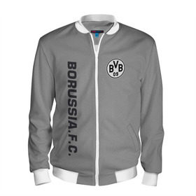 Мужской бомбер 3D с принтом FC Borussia 2018 Vintage в Ухте, 100% полиэстер | застегивается на молнию, по бокам два кармана без застежек, по низу бомбера и на воротнике - эластичная резинка | Тематика изображения на принте: borussia dortmund | fc | спорт | спортивные | футбол | футбольный клуб