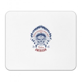 Коврик прямоугольный Native American: в Ухте, натуральный каучук | размер 230 х 185 мм; запечатка лицевой стороны | america | chieftain | feathers | indian | native american | skeleton | skull | tattoo | америка | американец | вождь | индеец | перья | скелет | тату | череп