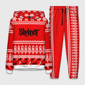 Женский костюм 3D (с толстовкой) с принтом Праздничный Slipknot в Ухте,  |  | slipknot | альтернативный | грув | кори тейлор | красный | крис фен | метал | новогодний | новый год | ню | рождество | рок | слайпкнот | слипкнот | слипнот | снежинки
