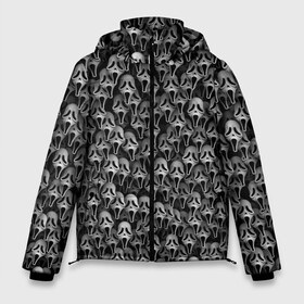 Мужская зимняя куртка 3D с принтом Крик в Ухте, верх — 100% полиэстер; подкладка — 100% полиэстер; утеплитель — 100% полиэстер | длина ниже бедра, свободный силуэт Оверсайз. Есть воротник-стойка, отстегивающийся капюшон и ветрозащитная планка. 

Боковые карманы с листочкой на кнопках и внутренний карман на молнии. | Тематика изображения на принте: horror | scream | белый | маска | паттрен | призрак | ужасы | хеллоуин