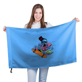 Флаг 3D с принтом SKULL SKATE в Ухте, 100% полиэстер | плотность ткани — 95 г/м2, размер — 67 х 109 см. Принт наносится с одной стороны | 