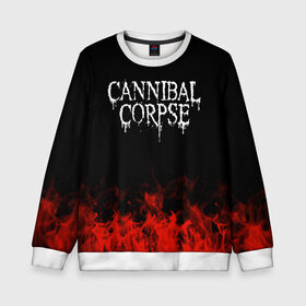 Детский свитшот 3D с принтом Cannibal Corpse в Ухте, 100% полиэстер | свободная посадка, прямой крой, мягкая тканевая резинка на рукавах и понизу свитшота | Тематика изображения на принте: band | cannibal corpse | metal | music | rock | атрибутика | группа | метал | музыка | рок