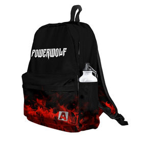 Рюкзак 3D с принтом Powerwolf в Ухте, 100% полиэстер | лямки с регулируемой длиной, сверху петелька, чтобы рюкзак можно было повесить на вешалку. Основное отделение закрывается на молнию, как и внешний карман. Внутри два дополнительных кармана, один из которых закрывается на молнию. По бокам два дополнительных кармашка | band | metal | music | powerwolf | rock | атрибутика | группа | метал | музыка | рок