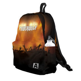 Рюкзак 3D с принтом Powerwolf в Ухте, 100% полиэстер | лямки с регулируемой длиной, сверху петелька, чтобы рюкзак можно было повесить на вешалку. Основное отделение закрывается на молнию, как и внешний карман. Внутри два дополнительных кармана, один из которых закрывается на молнию. По бокам два дополнительных кармашка | band | metal | music | powerwolf | rock | атрибутика | метал | музыка | рок