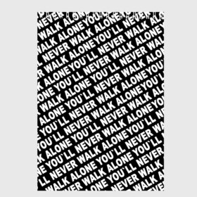 Скетчбук с принтом YNWA ЧБ в Ухте, 100% бумага
 | 48 листов, плотность листов — 100 г/м2, плотность картонной обложки — 250 г/м2. Листы скреплены сверху удобной пружинной спиралью | liverpool | you ll never walk alone | апл | ливерпуль | футбол