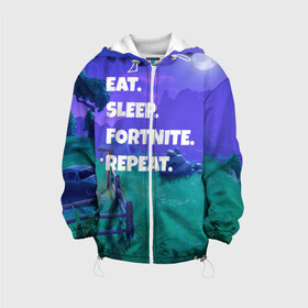 Детская куртка 3D с принтом Fortnite Repeat в Ухте, 100% полиэстер | застежка — молния, подол и капюшон оформлены резинкой с фиксаторами, по бокам — два кармана без застежек, один потайной карман на груди, плотность верхнего слоя — 90 г/м2; плотность флисового подклада — 260 г/м2 | Тематика изображения на принте: battle royale | fortnite | батл роял | фортнайт