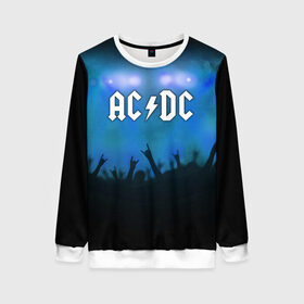Женский свитшот 3D с принтом AC/DC в Ухте, 100% полиэстер с мягким внутренним слоем | круглый вырез горловины, мягкая резинка на манжетах и поясе, свободная посадка по фигуре | ac dc | band | metal | music | rock | атрибутика | группа | метал | музыка | рок