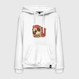 Мужская толстовка хлопок с принтом мопс-завтрак в Ухте, френч-терри, мягкий теплый начес внутри (100% хлопок) | карман-кенгуру, эластичные манжеты и нижняя кромка, капюшон с подкладом и шнурком | 