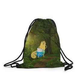 Рюкзак-мешок 3D с принтом Adventure Time в Ухте, 100% полиэстер | плотность ткани — 200 г/м2, размер — 35 х 45 см; лямки — толстые шнурки, застежка на шнуровке, без карманов и подкладки | adventure time | время приключений