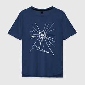 Мужская футболка хлопок Oversize с принтом Smile в Ухте, 100% хлопок | свободный крой, круглый ворот, “спинка” длиннее передней части | Тематика изображения на принте: black mirror | черное зеркало