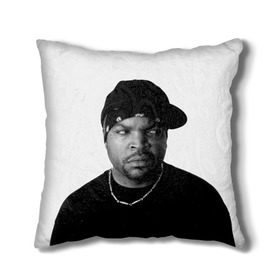 Подушка 3D с принтом Ice Cube в Ухте, наволочка – 100% полиэстер, наполнитель – холлофайбер (легкий наполнитель, не вызывает аллергию). | состоит из подушки и наволочки. Наволочка на молнии, легко снимается для стирки | Тематика изображения на принте: cube | hiphop | ice | legend | nwa | rap | рэп