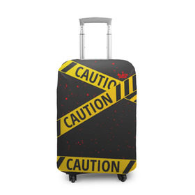 Чехол для чемодана 3D с принтом Caution Style в Ухте, 86% полиэфир, 14% спандекс | двустороннее нанесение принта, прорези для ручек и колес | blood | caution | street | tape | urban | брызги | кровь | лента | опасный | скотч | улица | урбан